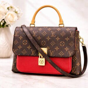 Authentic Louis Vuitton Marignan Monogram Canvas Red Leather Crossbody